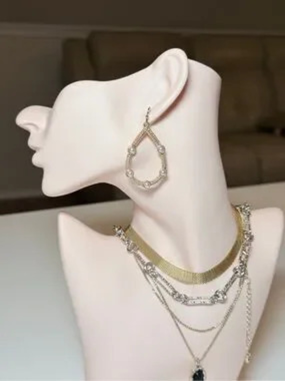 Italian Style Gold and Pearl Teardrop Earrings